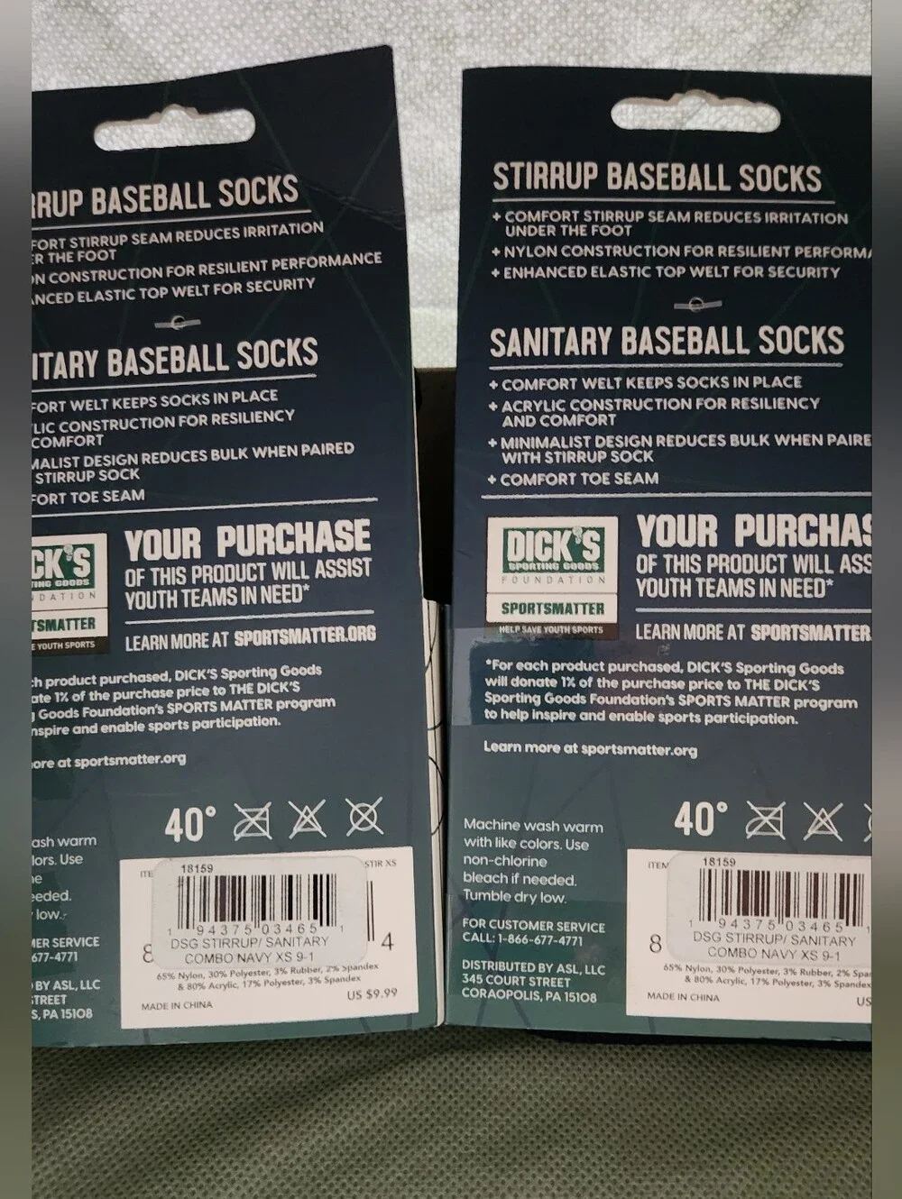 DSG Stirrup & Sanitary Baseball Socks - Navy and White Combo -Two Packs Of 2